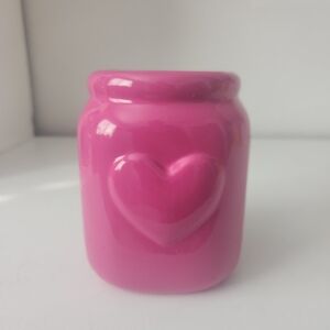 Adorable Pink Heart Ceramic Mason Jar Valentines Vase 4 In